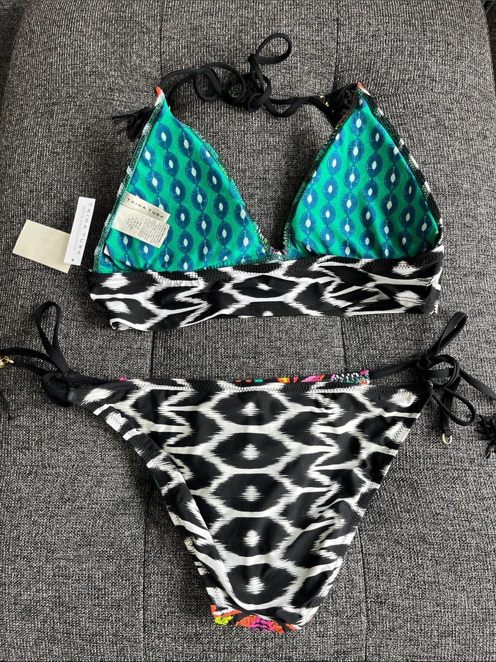 Trina Turk Multicolor & Black Patterned Women’s Bikini - Picture 5 of 9